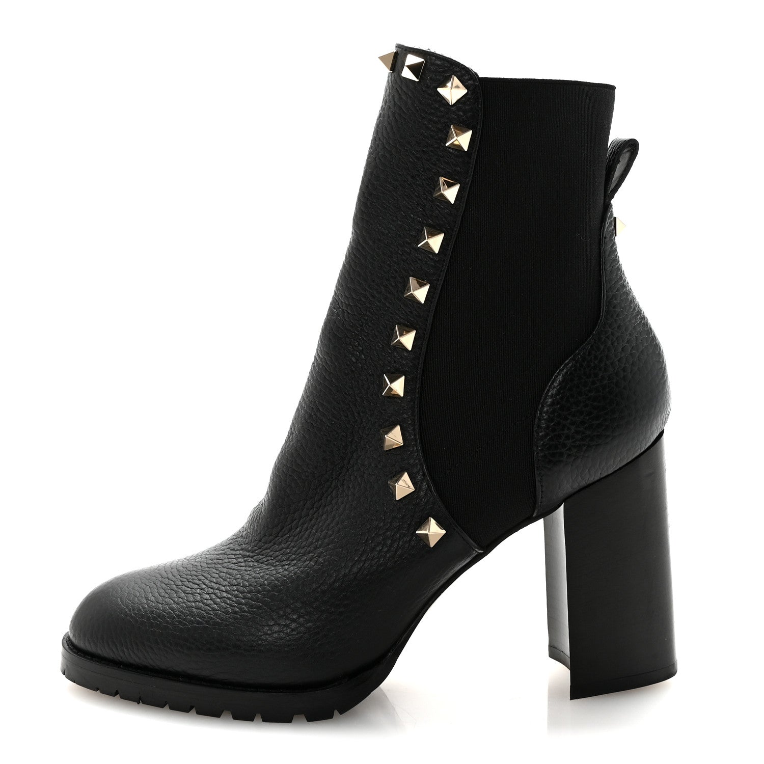 Valentino Garavani Grained Calfskin Rockstud Chelsea 80mm Ankle Boots 37 Black 1 of 9