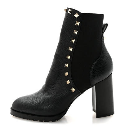Valentino Garavani Grained Calfskin Rockstud Chelsea 80mm Ankle Boots 37 Black 1 of 9