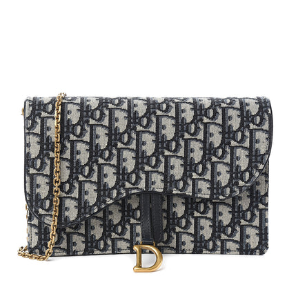 Christian Dior Oblique Saddle Chain Pouch Blue 1 of 9
