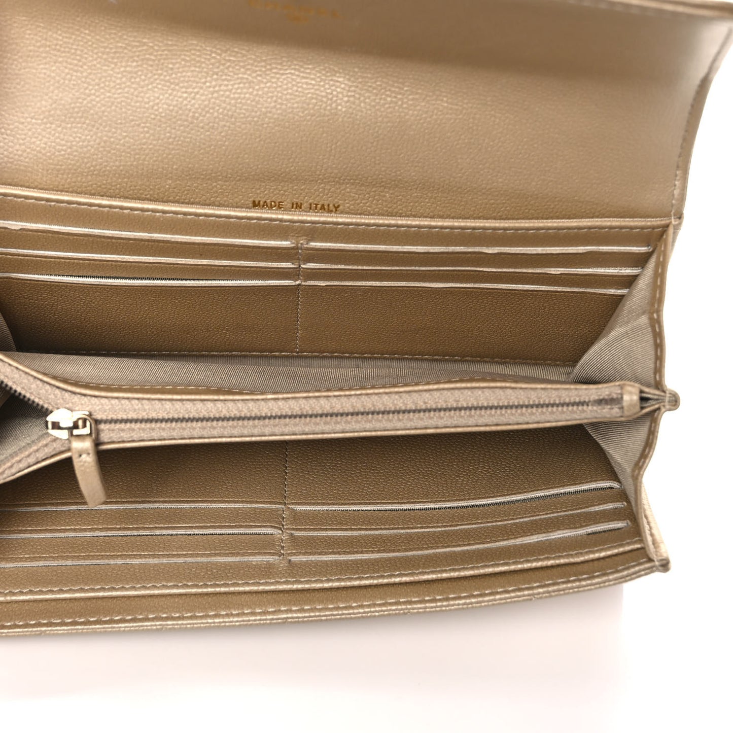 Metallic Caviar Quilted Large Boy Gusset Flap Wallet Gold