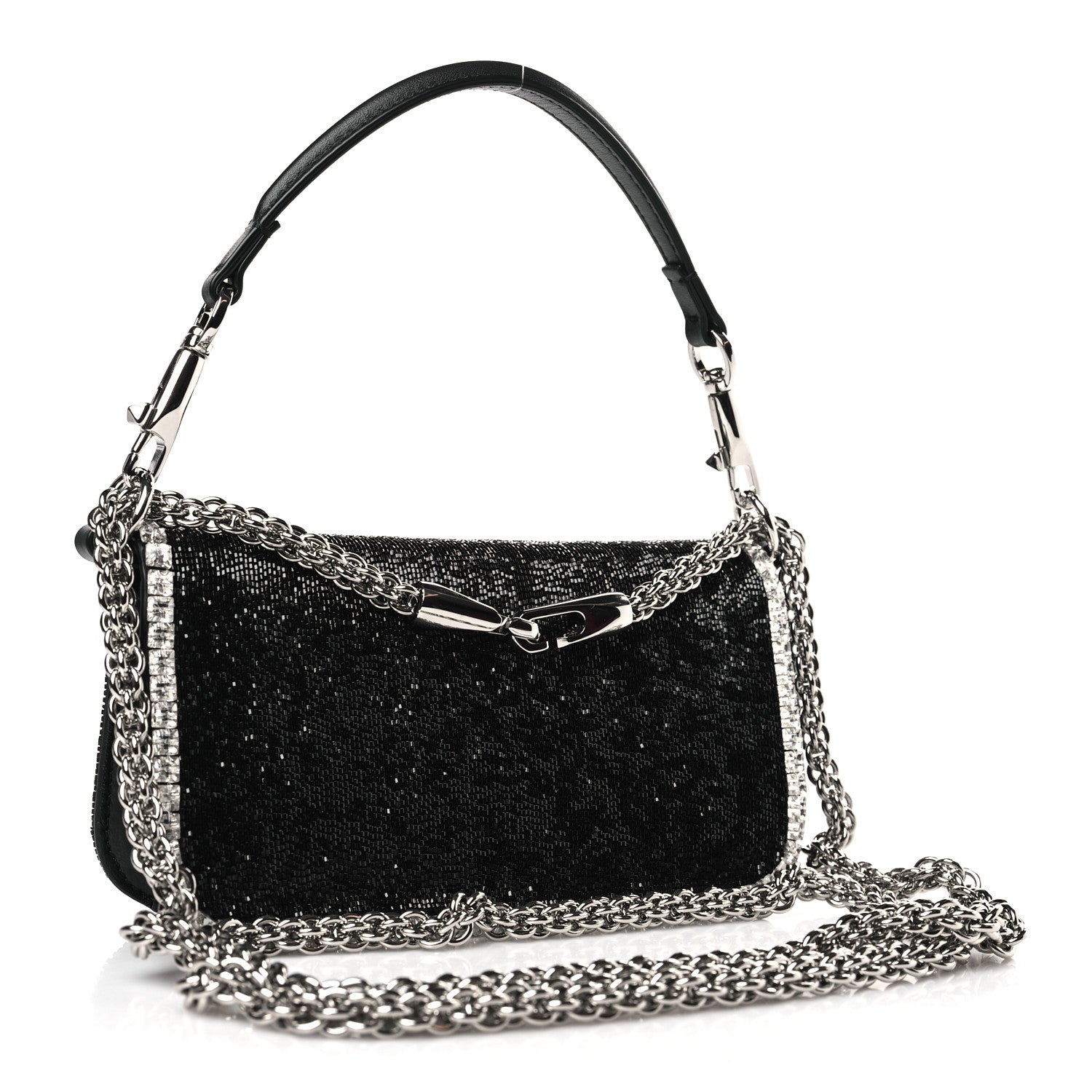 Valentino Garavani Swarovski Crystal Embroidered Vlogo Small Loco Shoulder Bag Crystal Black 3 of 9