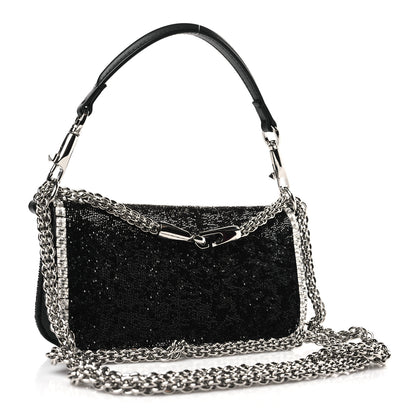 Valentino Garavani Swarovski Crystal Embroidered Vlogo Small Loco Shoulder Bag Crystal Black 3 of 9