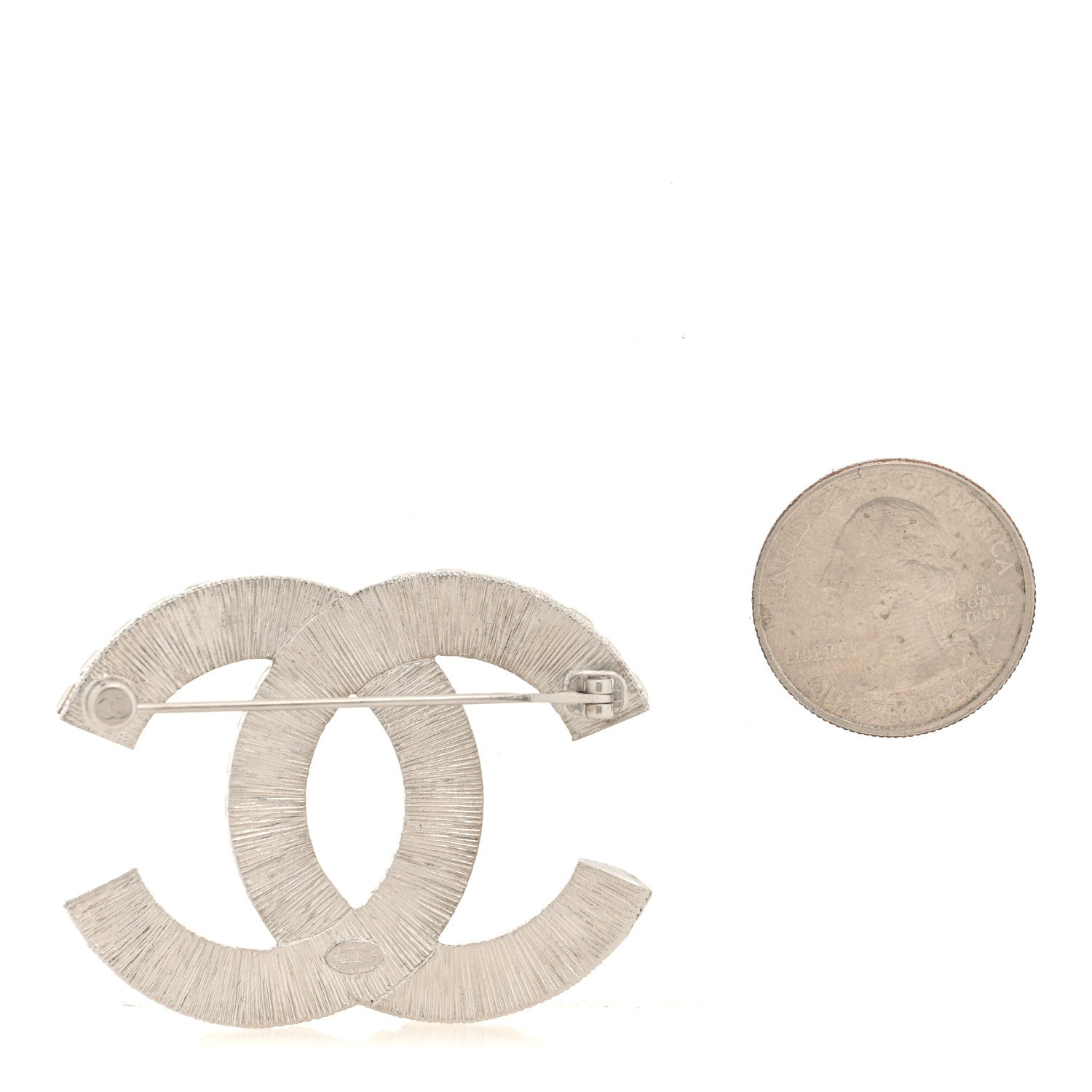Chanel Baguette Crystal CC Brooch Silver 2 of 3