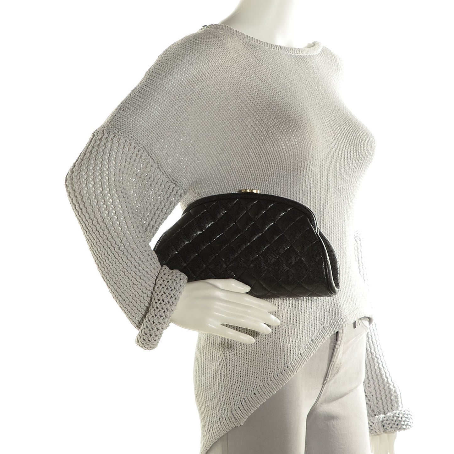 Caviar Quilted Timeless Clutch Black