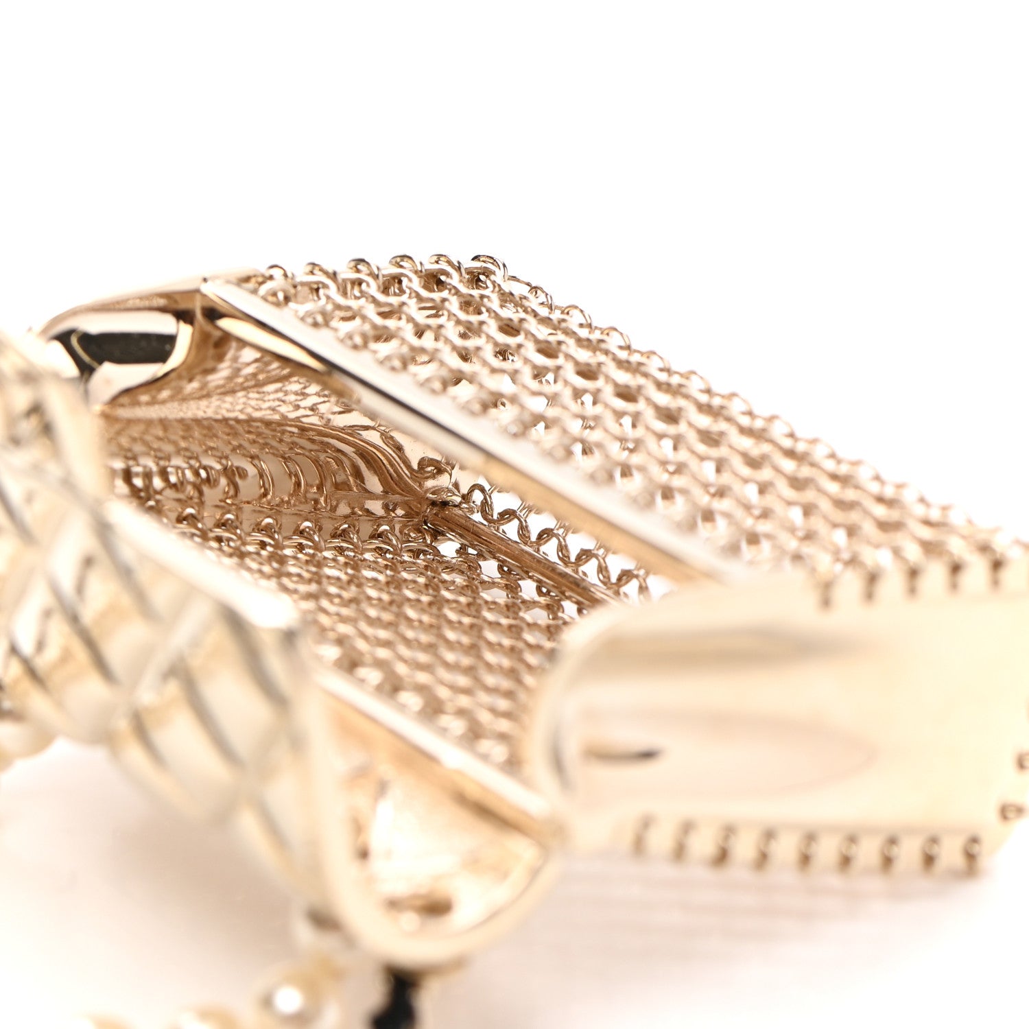 Chanel Metal Lambskin Pearl Chain Flap Bag Long Necklace Gold Black Pearly White 5 of 6