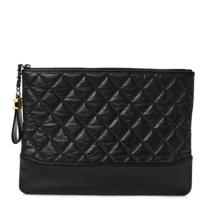 Chanel Aged Calfskin Quilted Medium Gabrielle Cosmetic Case Black 1 of 11