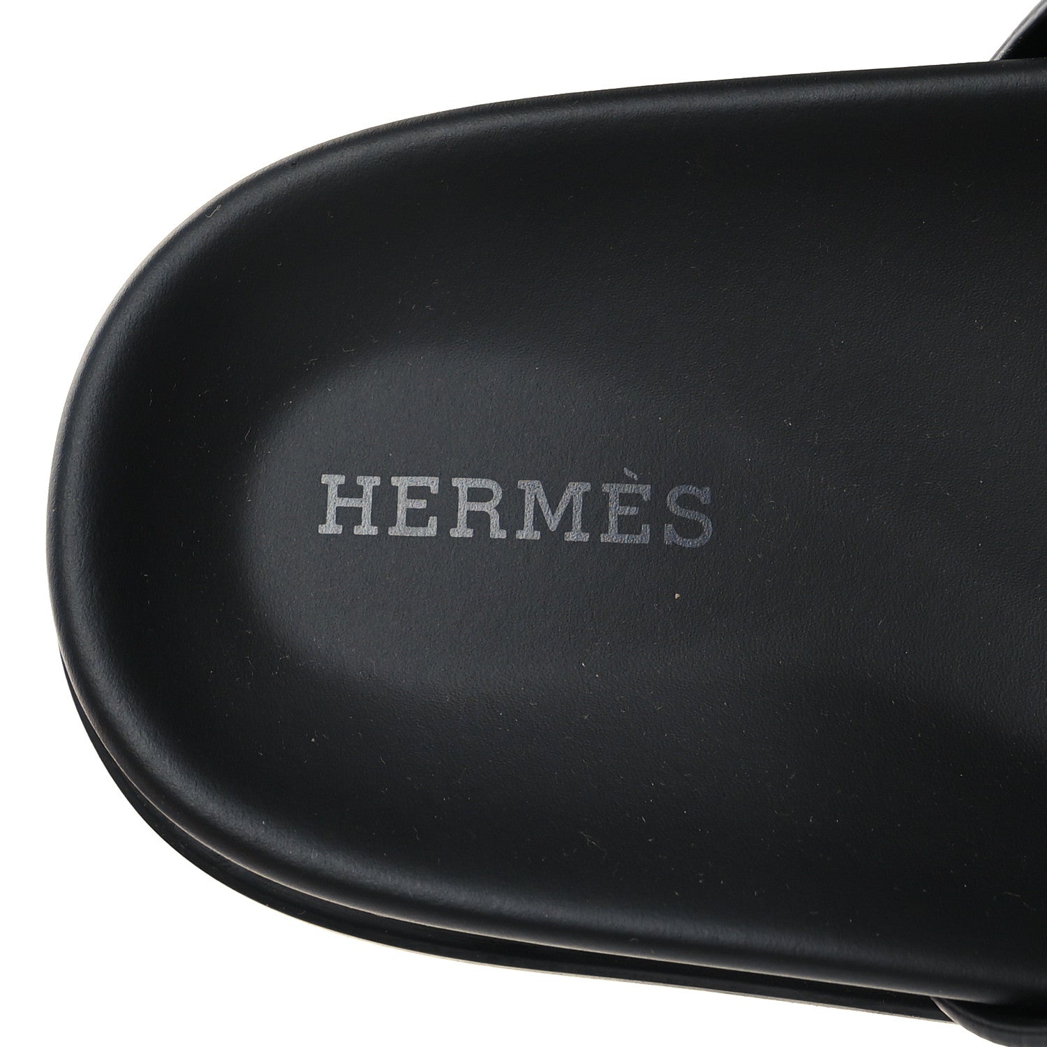 Hermes Calfskin Womens Chypre Sandals 38.5 Black 8 of 9