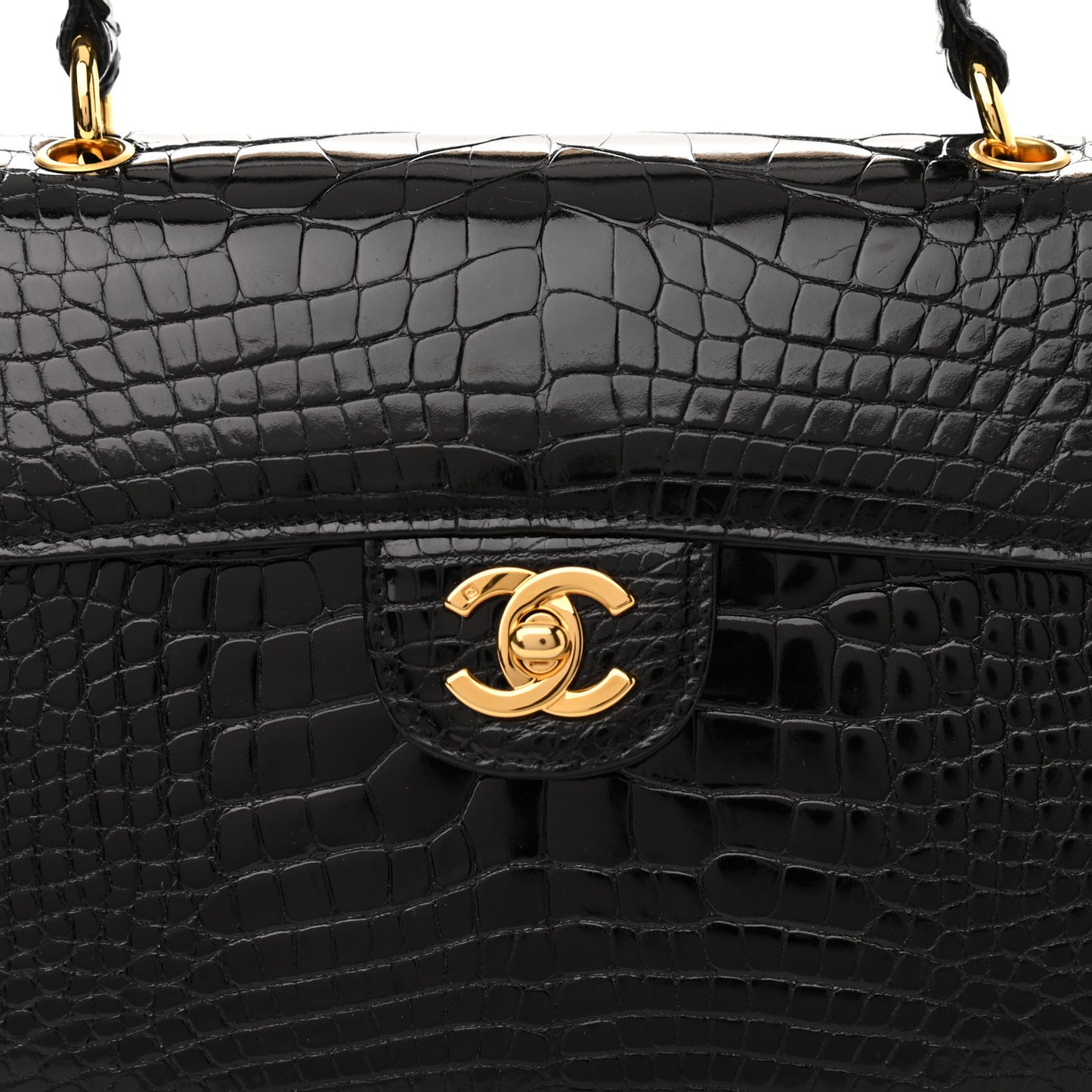 Alligator Small Single Flap Black
