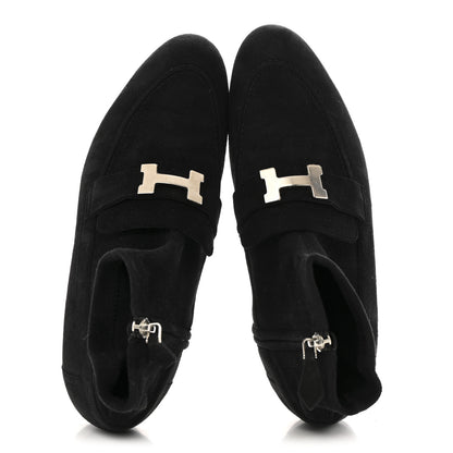 Hermes Stretch Velvet Goatskin Saint Honore Ankle Boots 37 Black 38 Black 5 of 9
