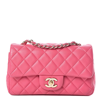 Chanel Lambskin Quilted Mini Rectangular Flap Dark Pink 1 of 13