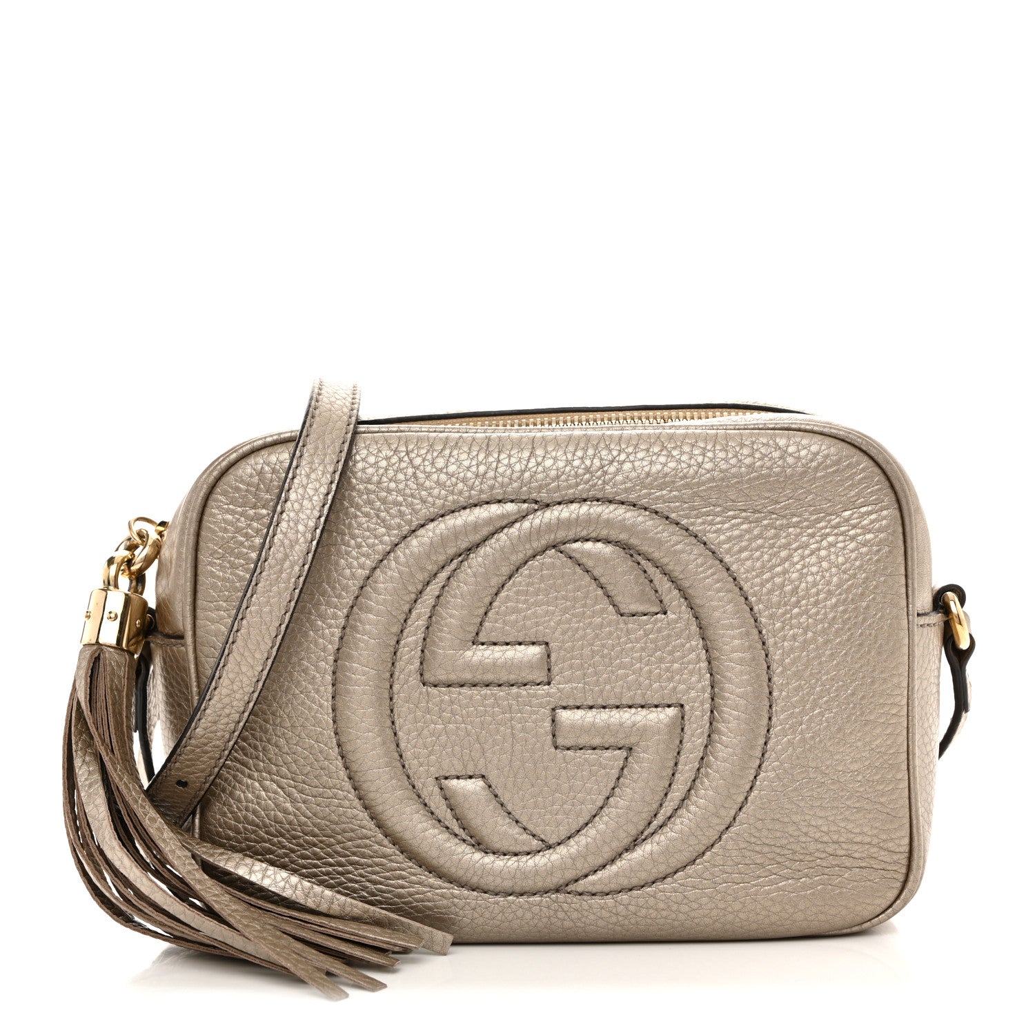 Gucci Metallic Pebbled Calfskin Small Soho Disco Bag Golden Beige 1 of 13