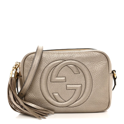 Gucci Metallic Pebbled Calfskin Small Soho Disco Bag Golden Beige 1 of 13