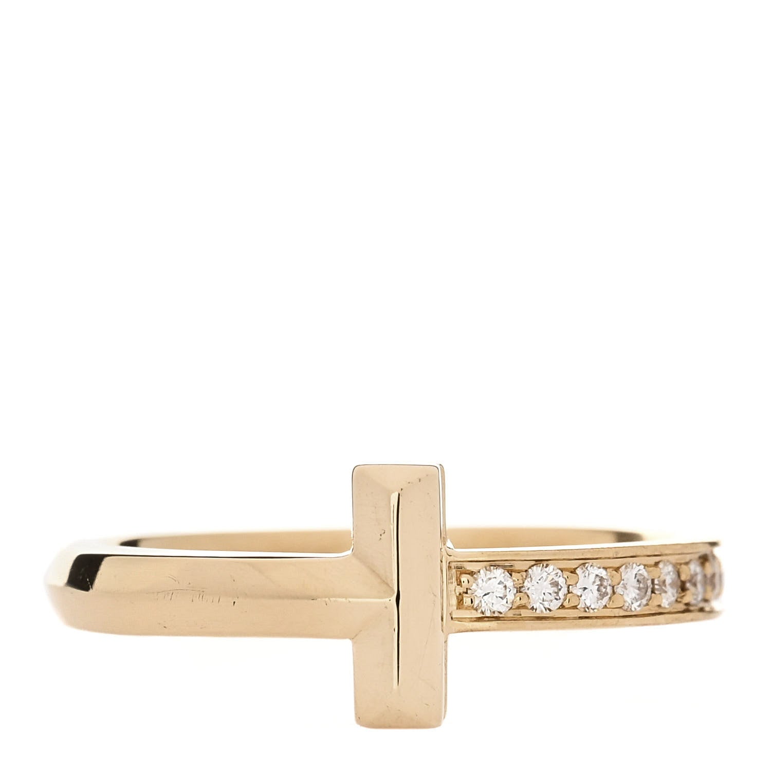 Tiffany 18K Yellow Gold Diamond 2.5mm T T1 Ring 54 7 1 of 5
