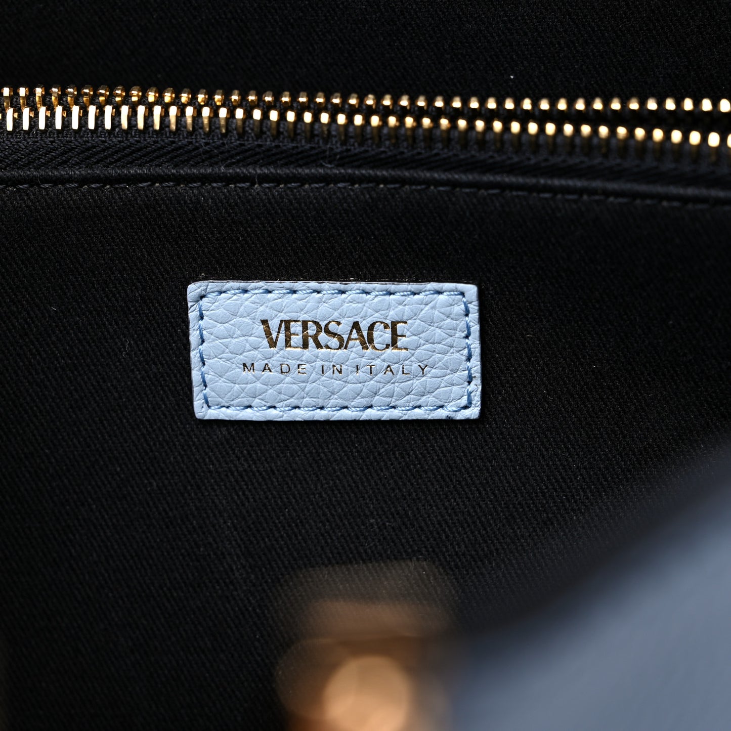 Grained Calfskin Virtus V Tote Light Blue