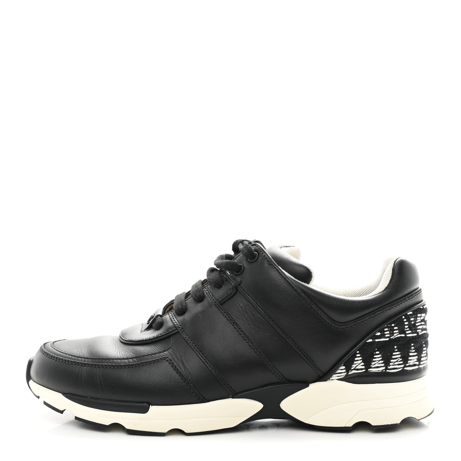 Chanel Calfskin Tweed CC Sneakers 41 Black White 1 of 11