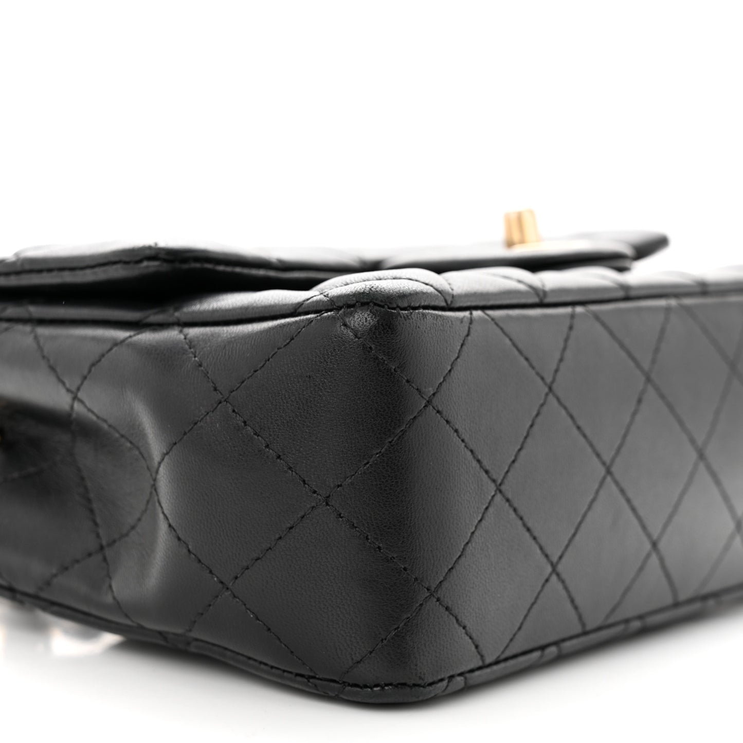Lambskin Quilted Mini Rectangular Flap Black