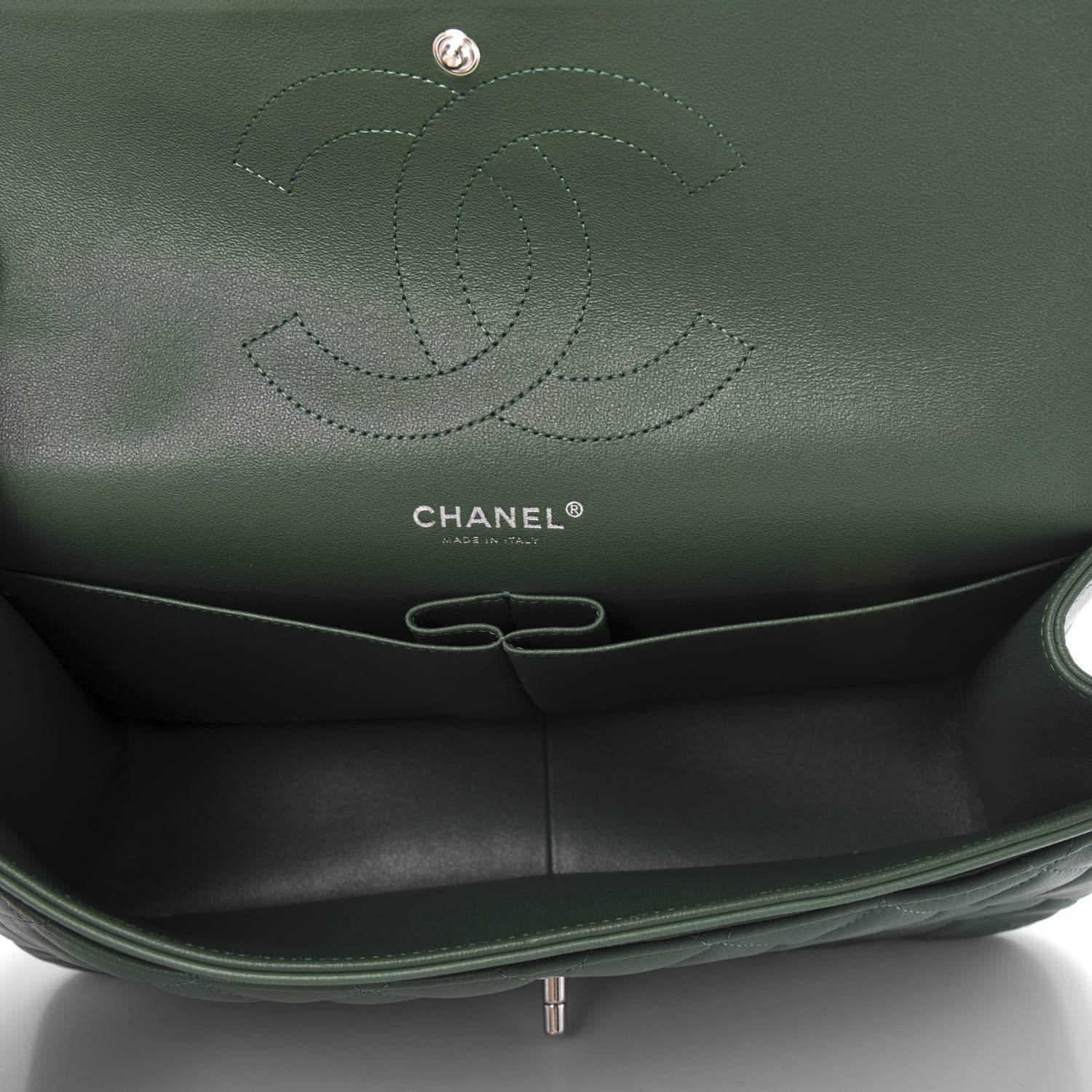 Chanel Lambskin Quilted Jumbo Double Flap Green 5 of 10