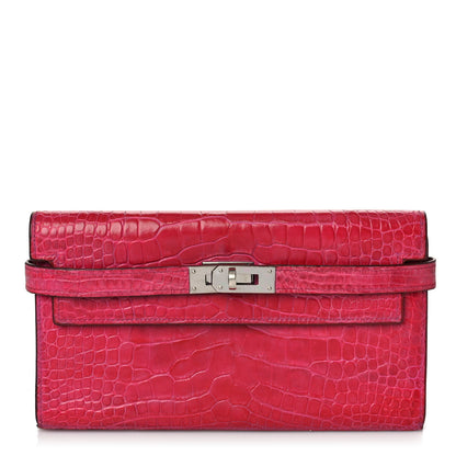 Hermes Shiny Alligator Kelly Tri-Fold Longue Wallet 1 of 11