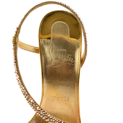 Christian Louboutin Suede Crystal Strass Rosalie 100 Sandals 37.5 Gold 7 of 23