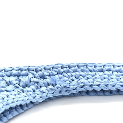 Prada Yarn Raffia Effect Crochet Logo Embroidered Shopping Tote Bag Celeste 10 of 10