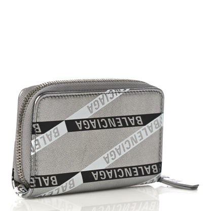 Balenciaga Metallic Calfskin Losange Monogram Everyday Zip Around Card Case Silver Black White 3 of 11