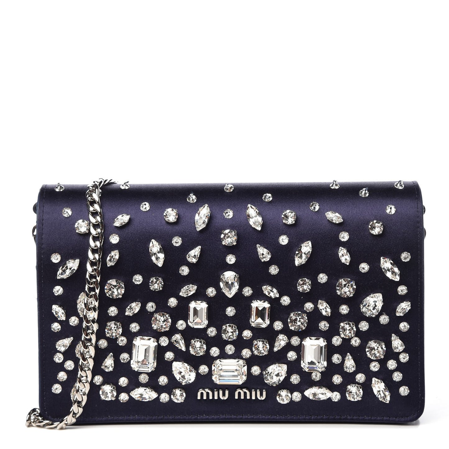 Satin Raso Crystal Embellished Delice Wallet On Chain Baltico