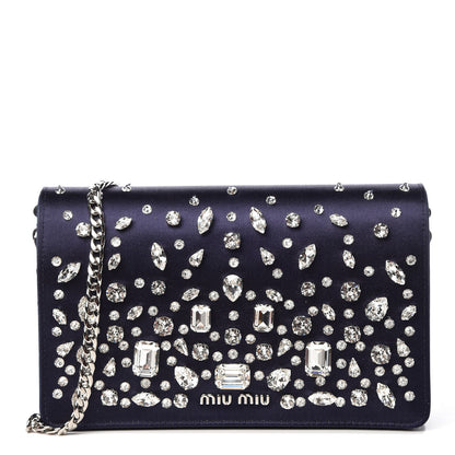 Miu Miu Satin Raso Crystal Embellished Delice Wallet On Chain Baltico 1 of 6