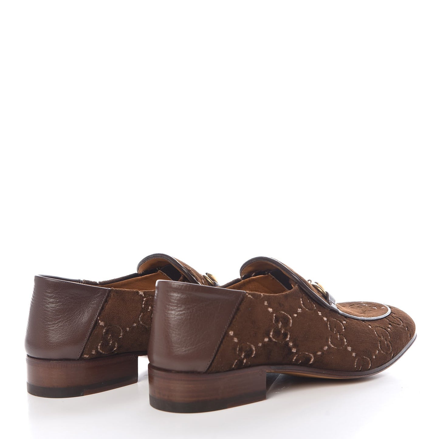 Velvet GG Monogram Goatskin Mens Horsebit Loafers 6 Brown Vintage Cocoa