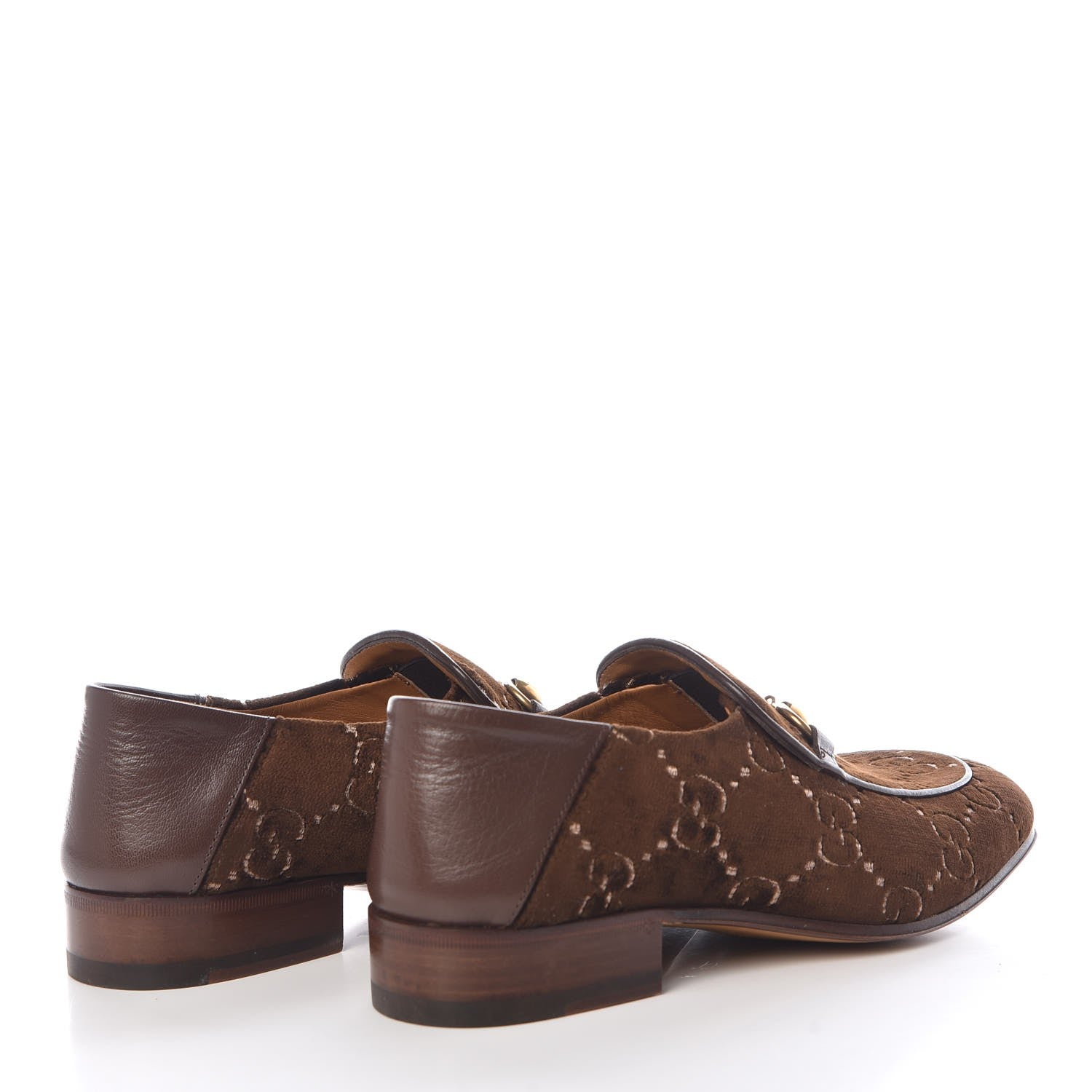 Gucci Velvet GG Monogram Goatskin Mens Horsebit Loafers 6 Brown Vintage Cocoa 4 of 9