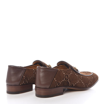 Gucci Velvet GG Monogram Goatskin Mens Horsebit Loafers 6 Brown Vintage Cocoa 4 of 9