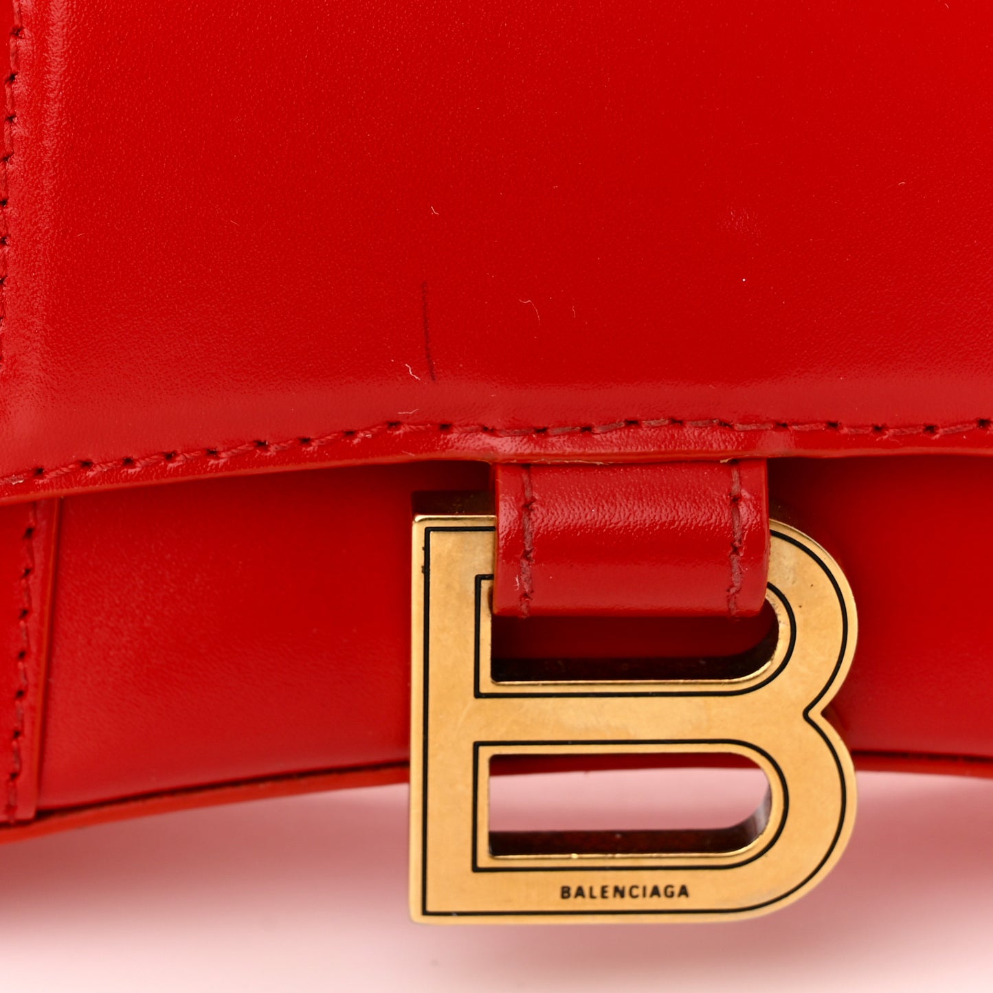Shiny Box Calfskin Hourglass Top Handle Bag XS Bright Red