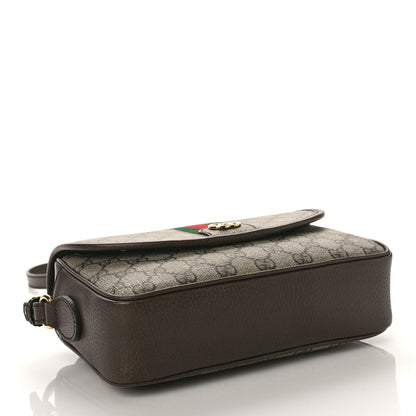 Gucci GG Supreme Monogram Textured Dollar Calfskin Web Studded Mini Ophidia Flap Shoulder Bag Beige Ebony New Acero 4 of 8