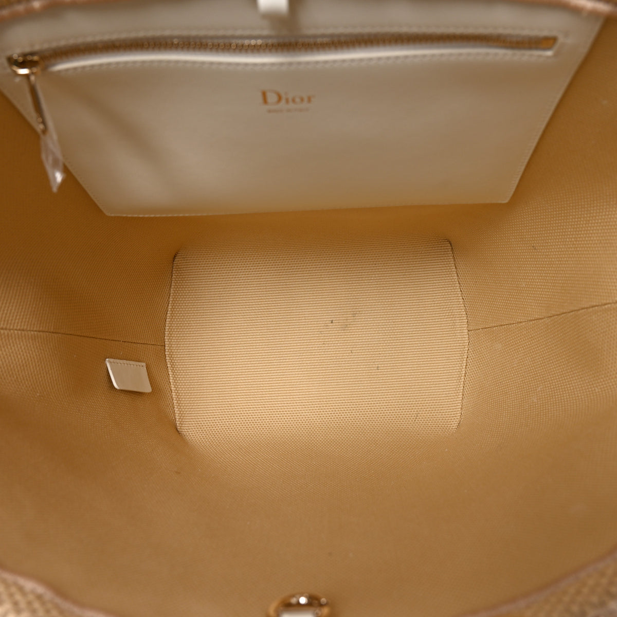 Christian Dior Raffia Calfskin Cannage Blooming Small Tote Beige White 5 of 10