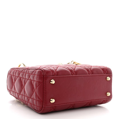 Christian Dior Lambskin Cannage Mini Lady Dior Burgundy 4 of 14