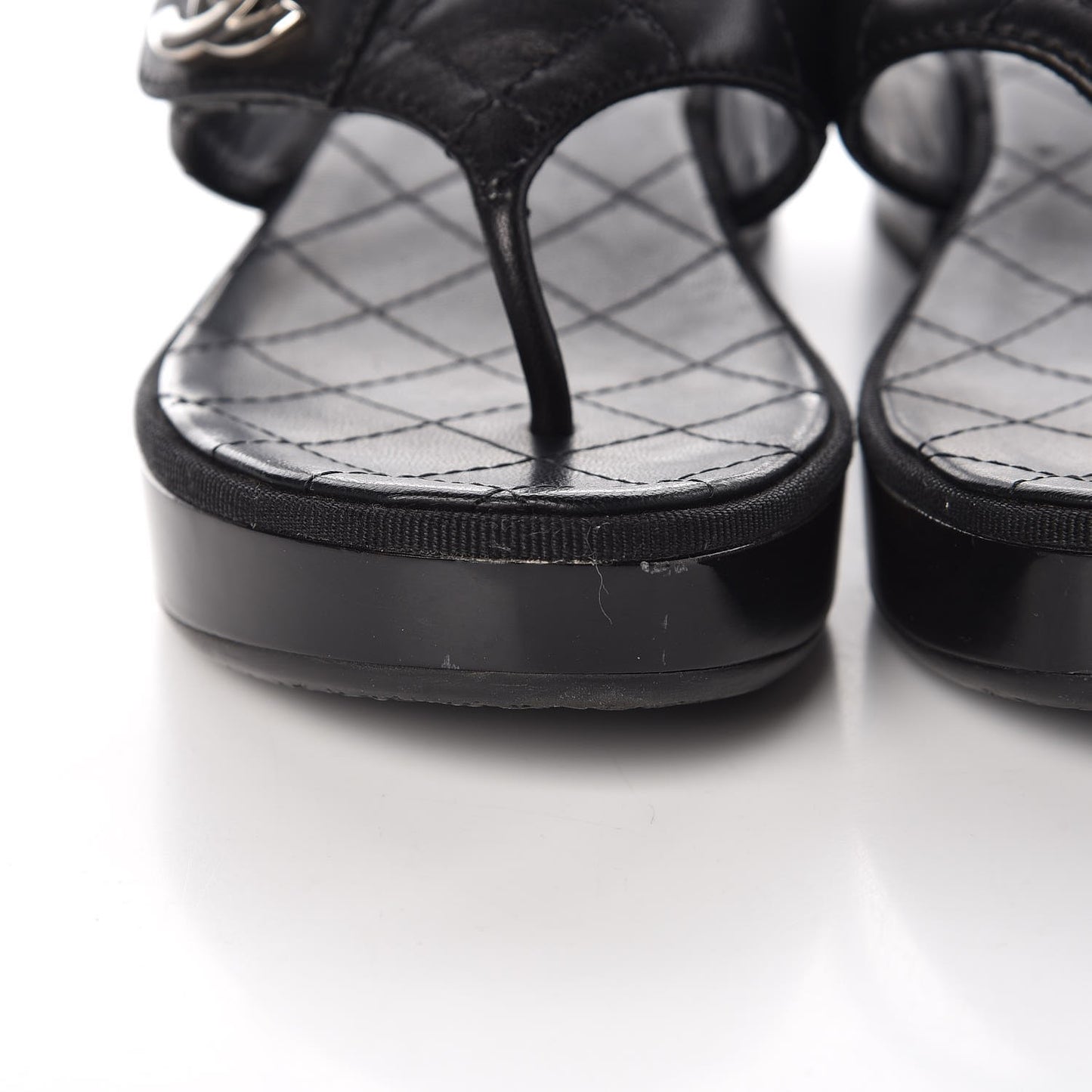 Lambskin Quilted CC Turnlock Sandals 37 Black