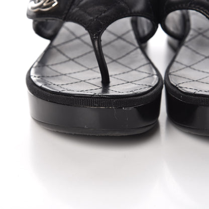 Chanel Lambskin Quilted CC Turnlock Sandals 37 Black 8 of 10