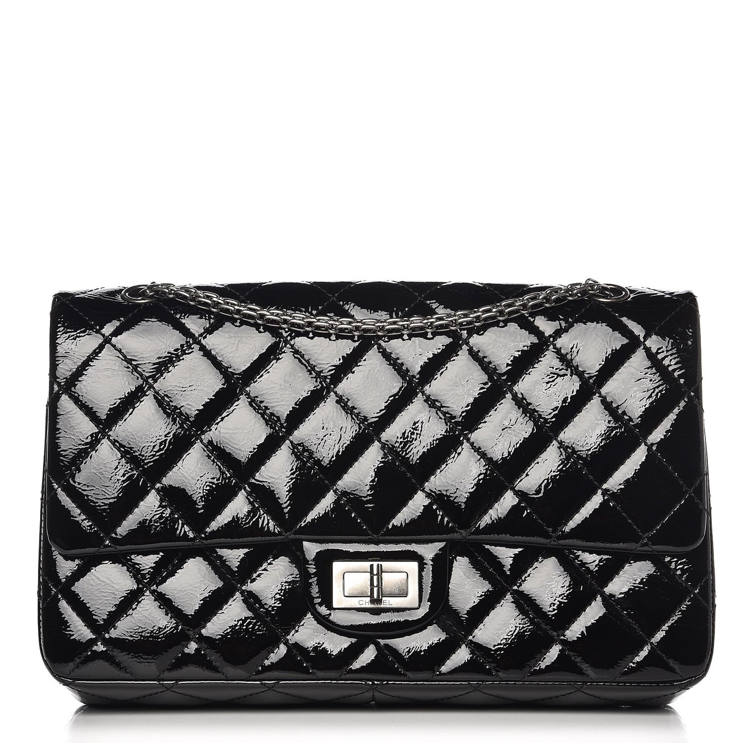 Distressed Patent Quilted 2.55 Reissue 227 Flap Black