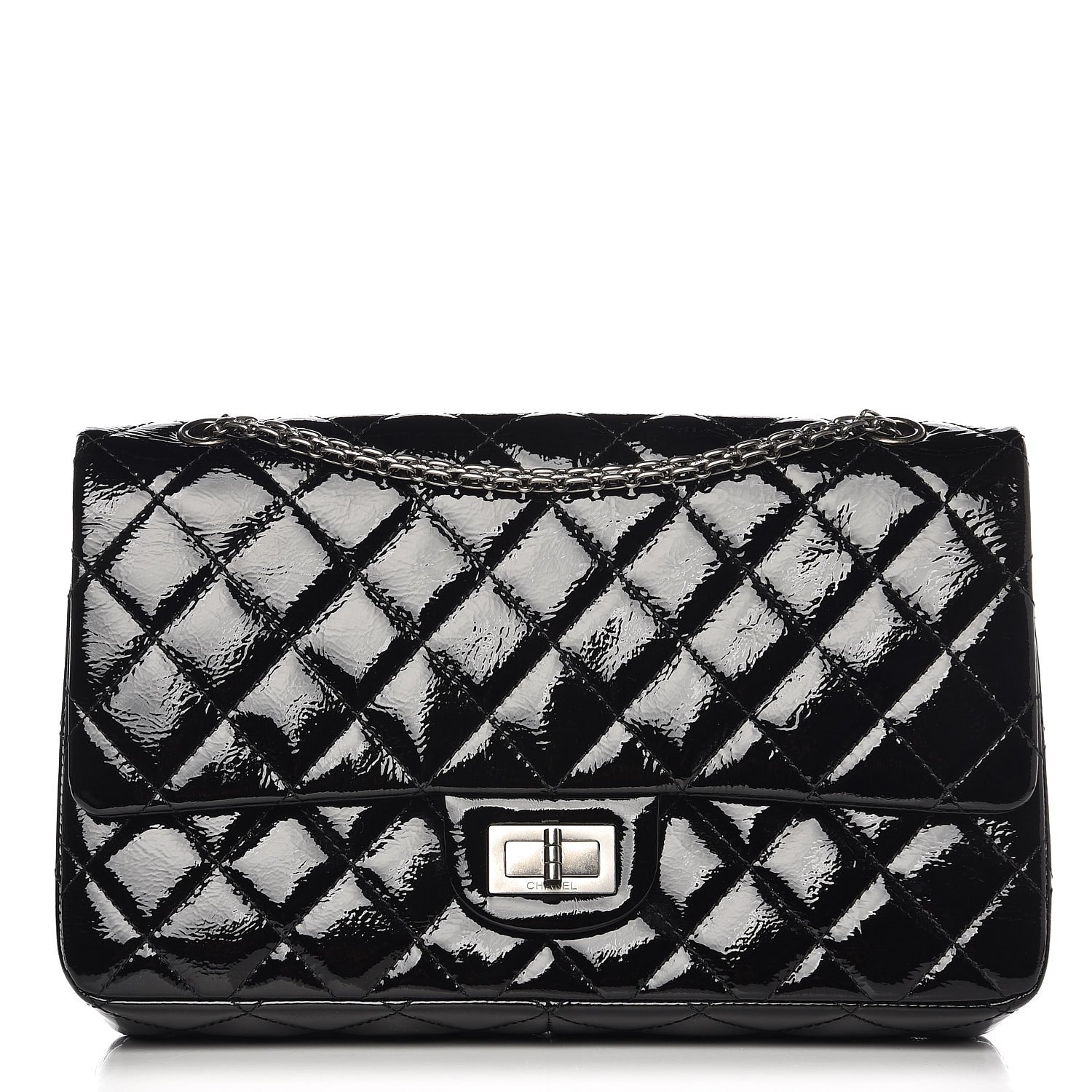 Chanel Distressed Patent Quilted 2.55 Reissue 227 Flap Black 1 of 13
