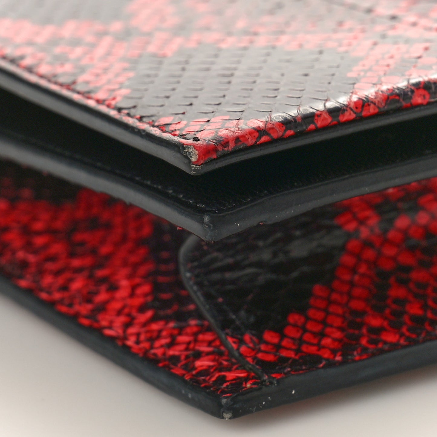 Snakeskin Monogram Toy Kate Strap Wallet Black Red