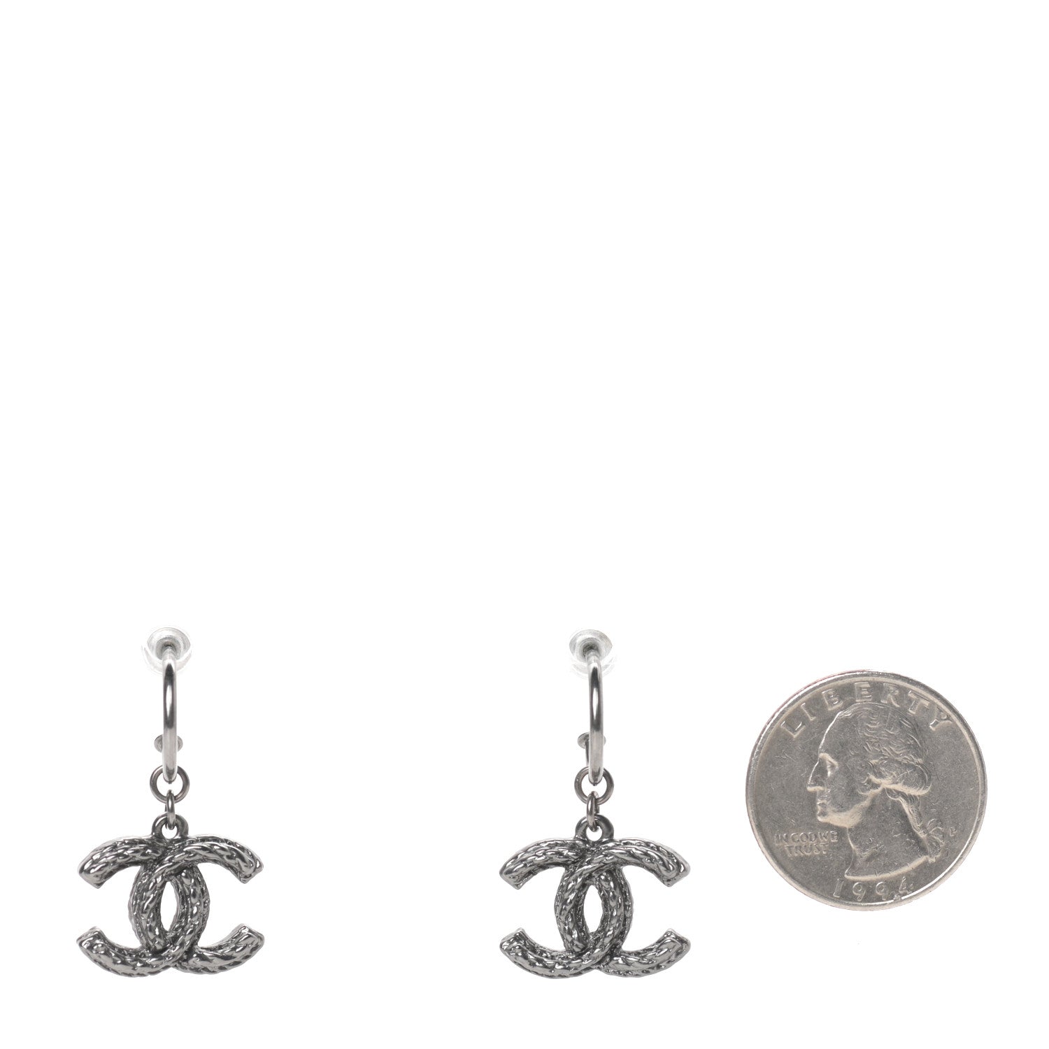 Chanel Ruthenium Twisted CC Drop Earrings 2 of 3