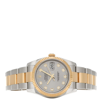 Rolex Stainless Steel 18K Yellow Gold Diamond 36mm Oyster Perpetual Datejust Watch Silver 116233 2 of 5