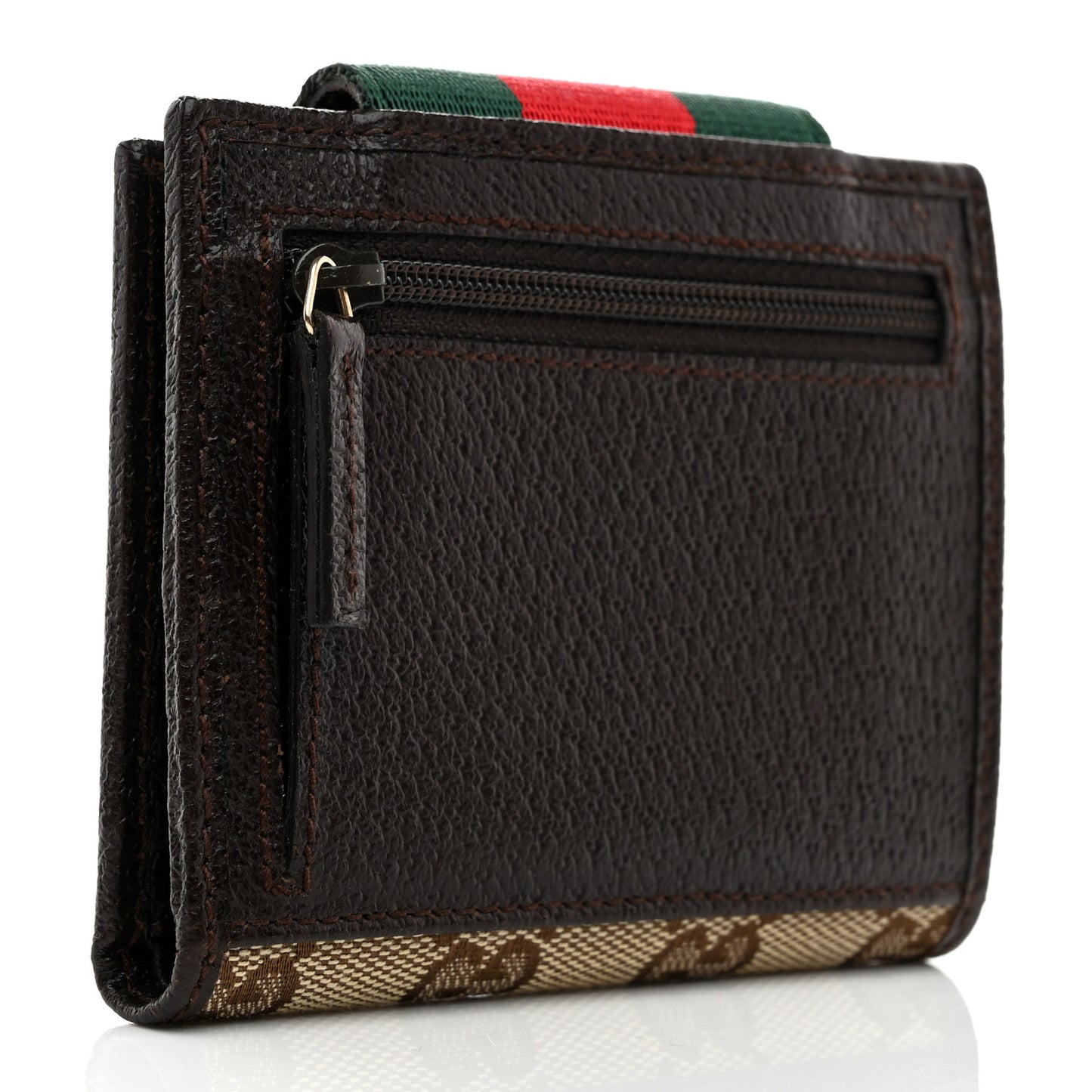 Monogram Ladies Web French Flap Wallet Dark Brown