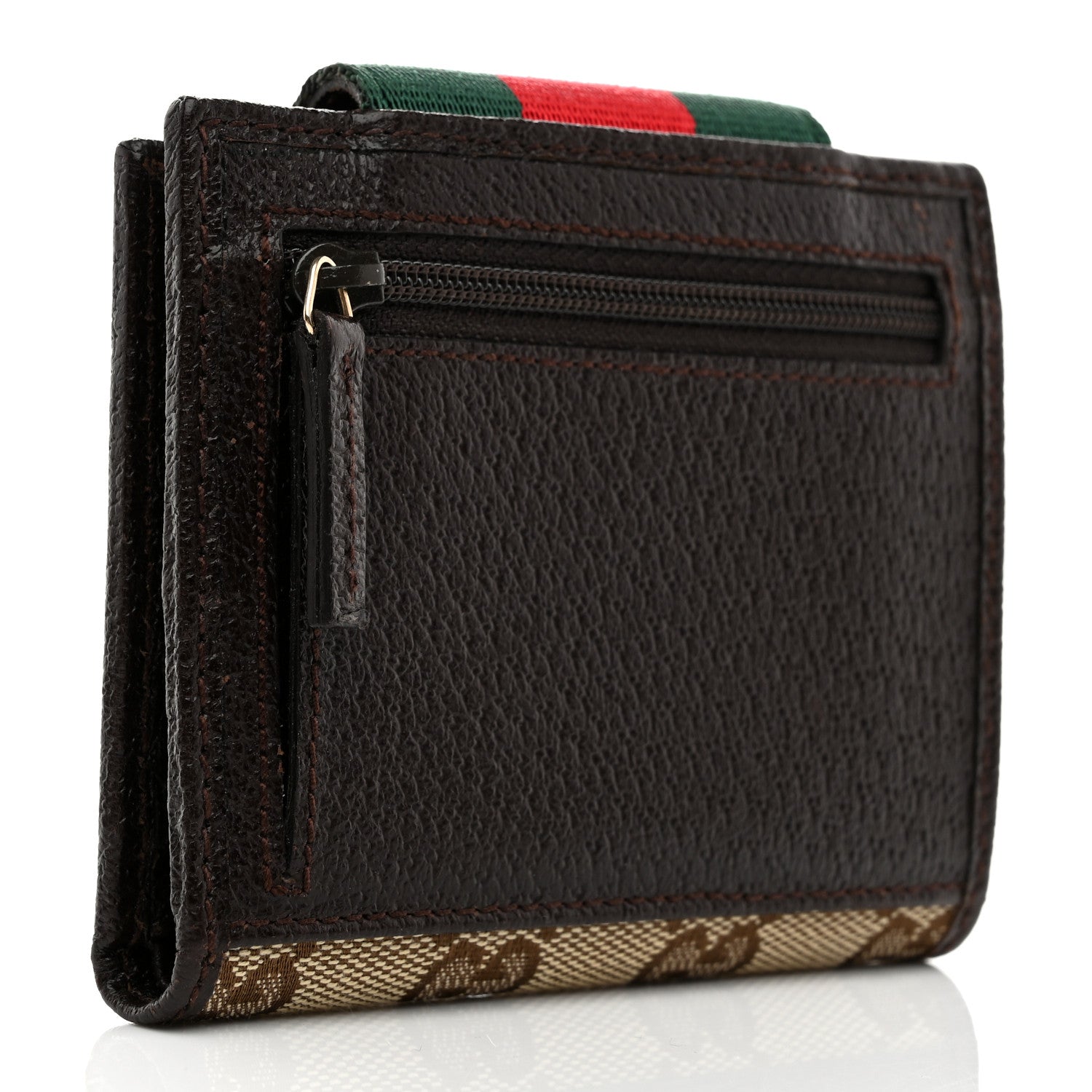 Gucci Monogram Ladies Web French Flap Wallet Dark Brown 3 of 8
