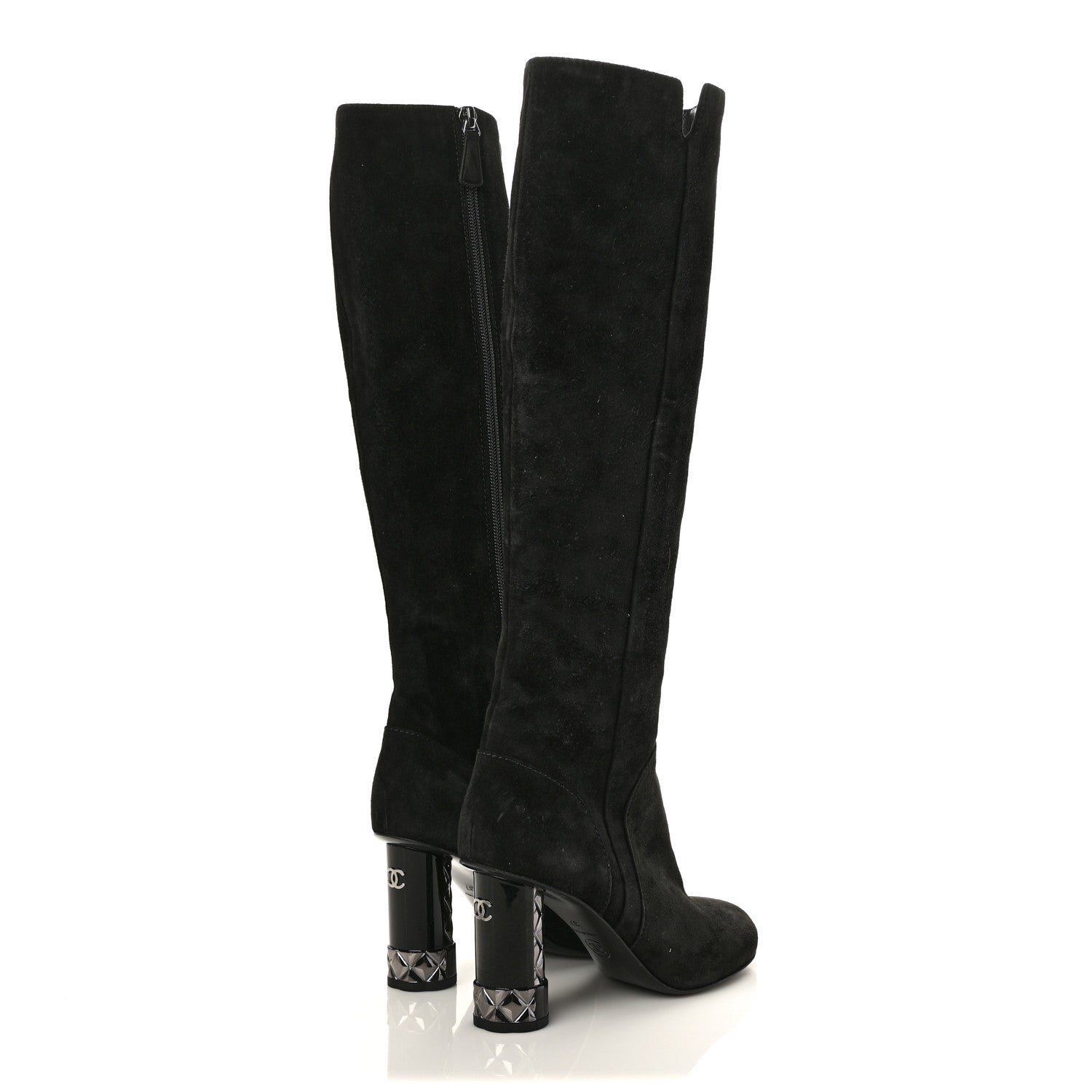Chanel Suede Calfskin High Boots 37 Black 4 of 12