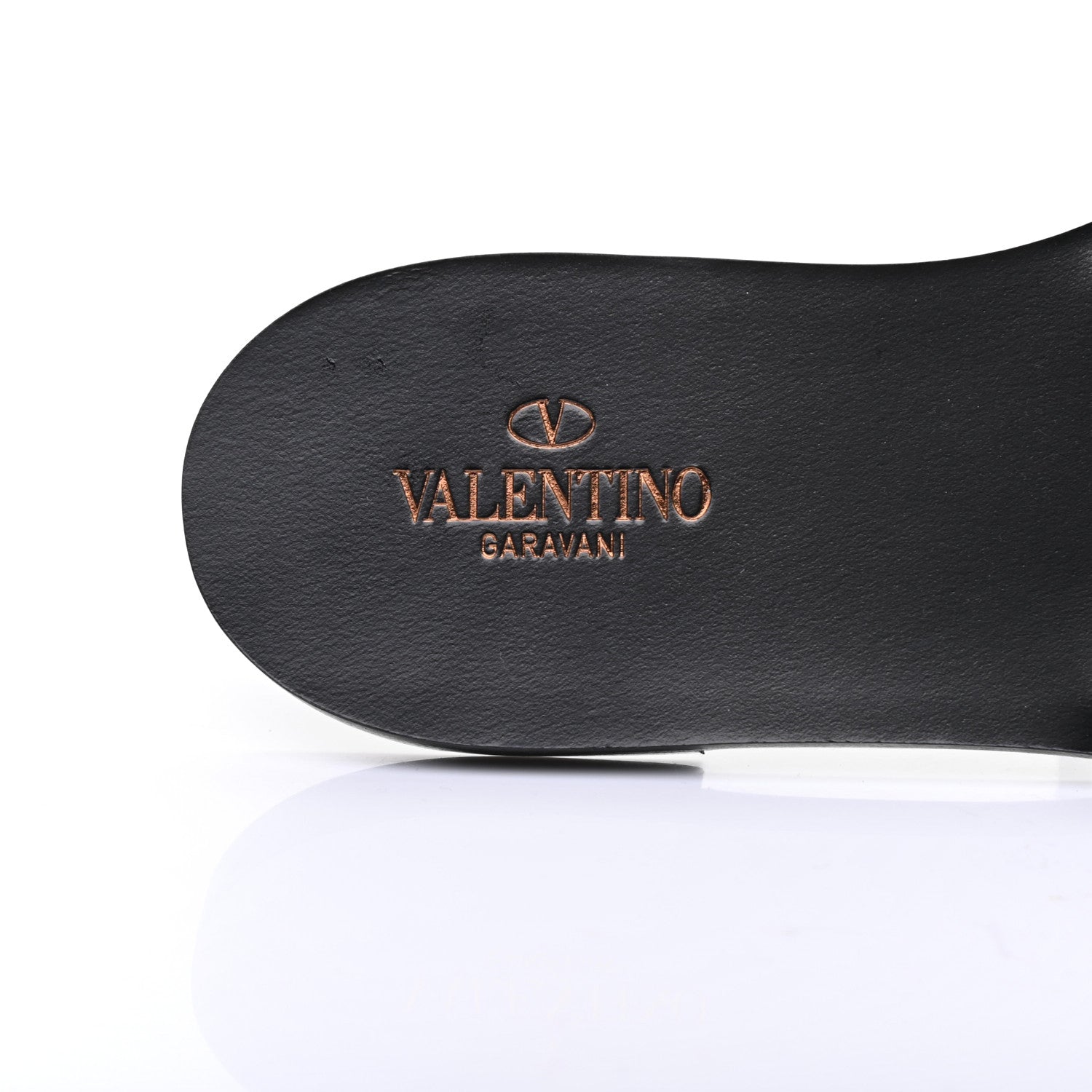 Valentino Garavani Grainy Cowhide Vlogo Flat Slide Sandals 38 Black 8 of 9
