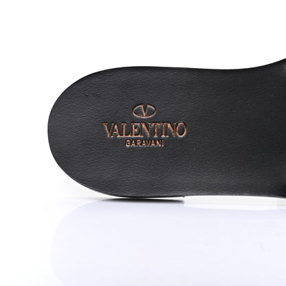 Valentino Garavani Grainy Cowhide Vlogo Flat Slide Sandals 38 Black 8 of 9