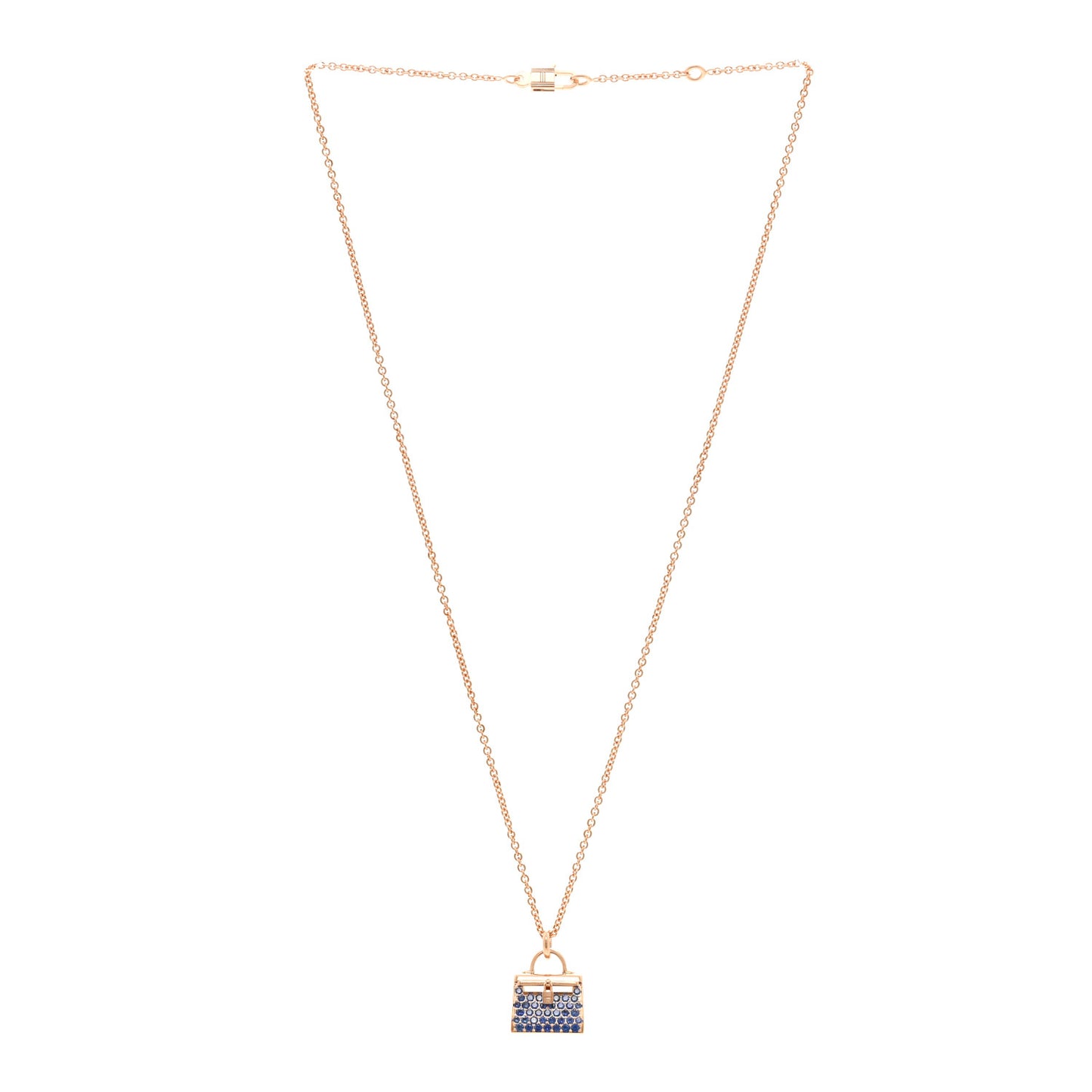 18K Rose Gold Blue Sapphire Kelly Amulettes Pendant Necklace