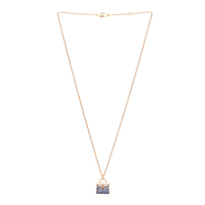 Hermes 18K Rose Gold Blue Sapphire Kelly Amulettes Pendant Necklace 3 of 6
