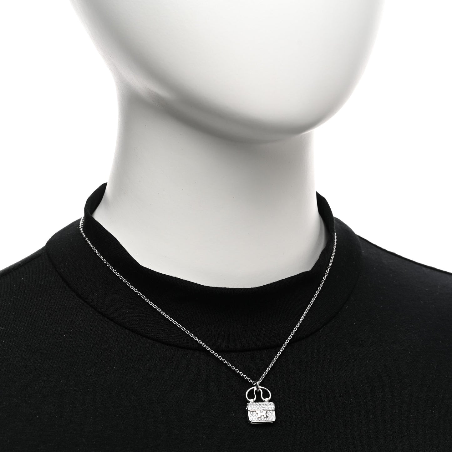 18K White Gold Diamond Constance Amulette Pendant Necklace