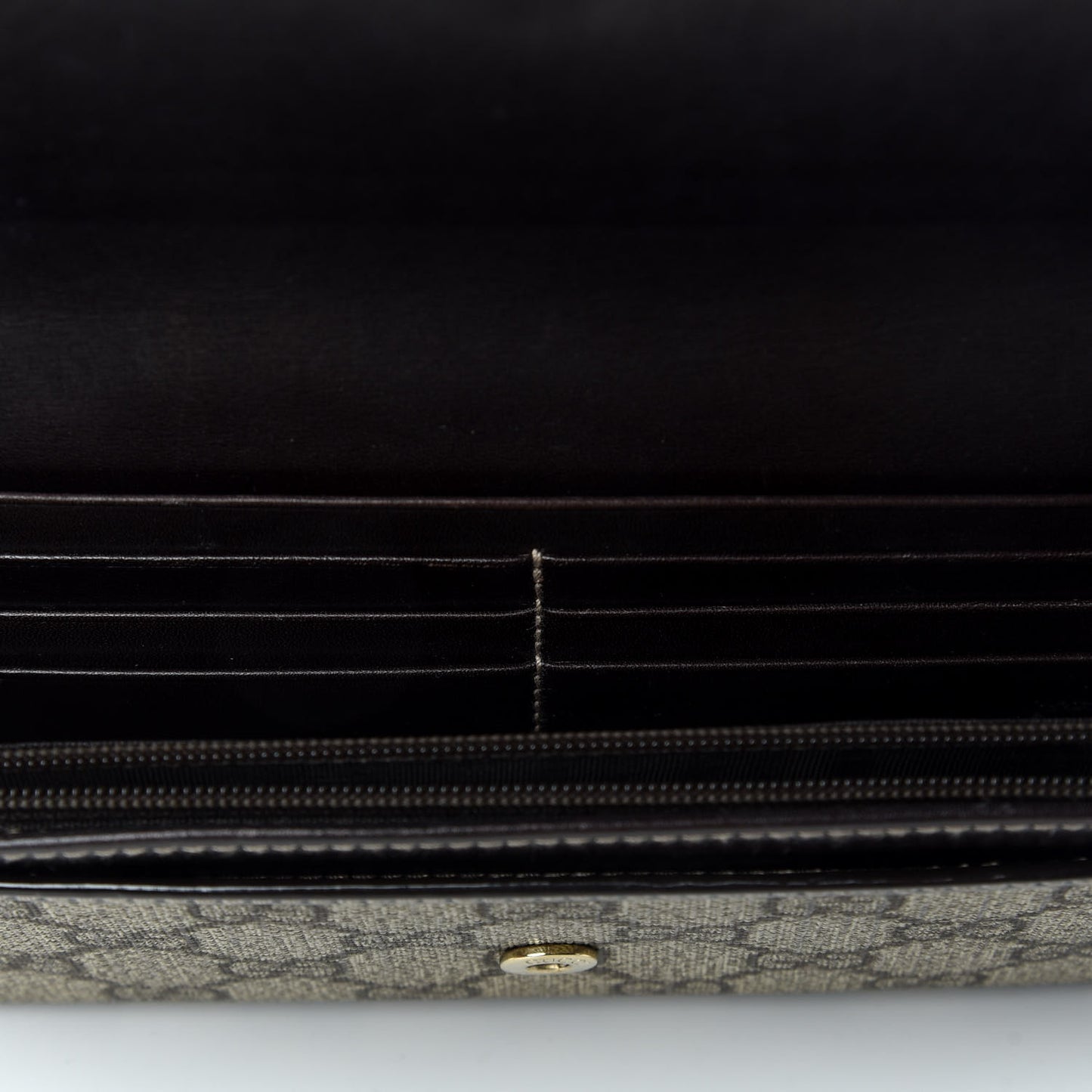 GG Plus Monogram Joy Continental Flap Wallet Beige Ebony Dark Brown